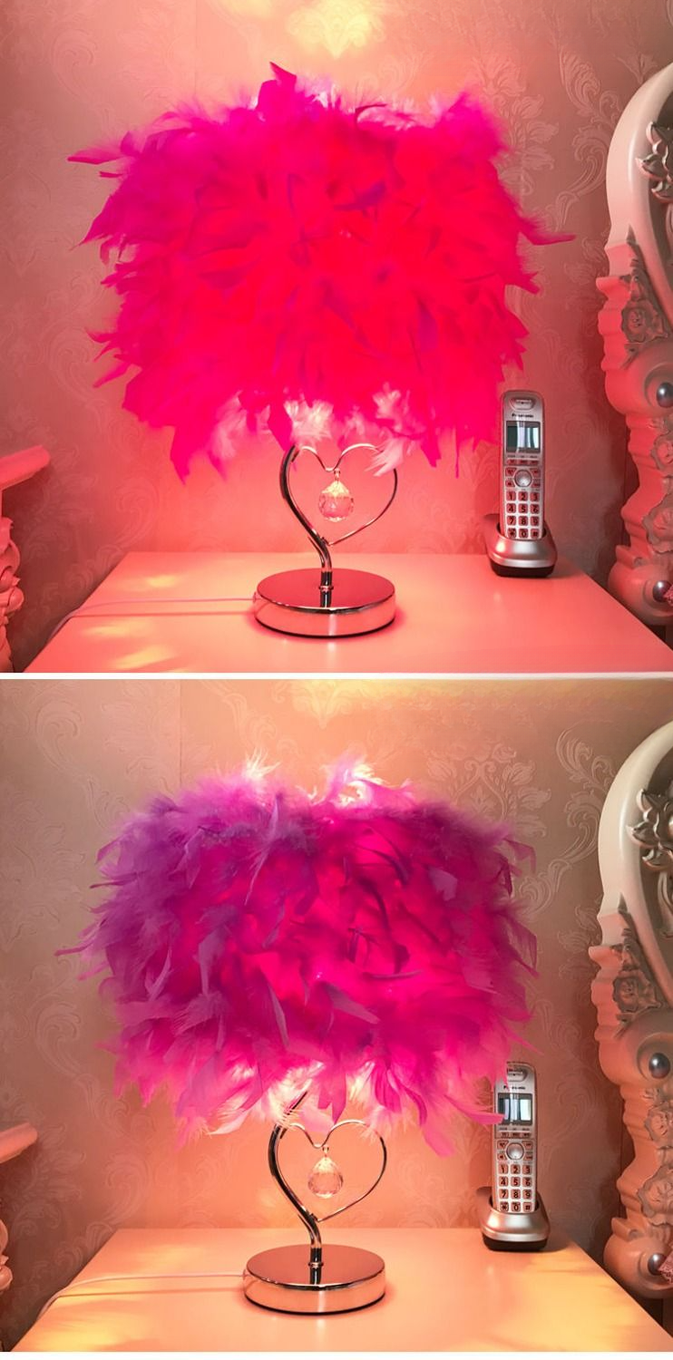 Lampada da scrivania in piuma alla moda europea per la camera da letto_voghion.com