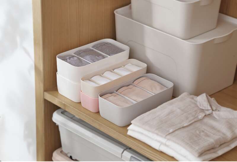 【 Hedou 】 Scatola di stoccaggio per cassetti da scrivania in plastica per calzini e biancheria intima, impilata_voghion.com