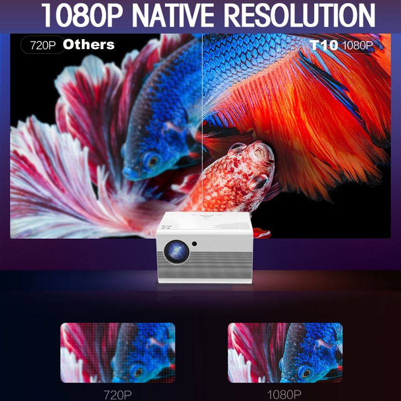 T10 Portable Full HD Projektor Led TV Video Proyector Telefon Film Wifi Home Theater Projetor Kompatibel Laptops, PC, PS5_voghion.com
