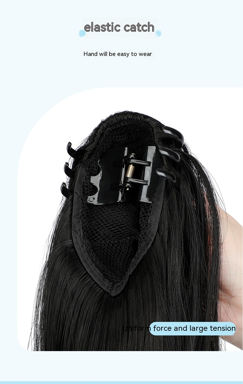 Nuova parrucca di vendita calda con fiocco nero e piccola clip sulla coda di cavallo, capelli ricci lunghi, copricapo rosso Internet, accessori per capelli realistici e naturali_voghion.com