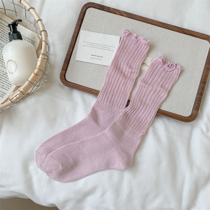 Estilo universitario de moda para mujeres primavera verano color sólido tejido grueso rayas verticales tubo largo holgado Ins tendencia encaje_voghion.com