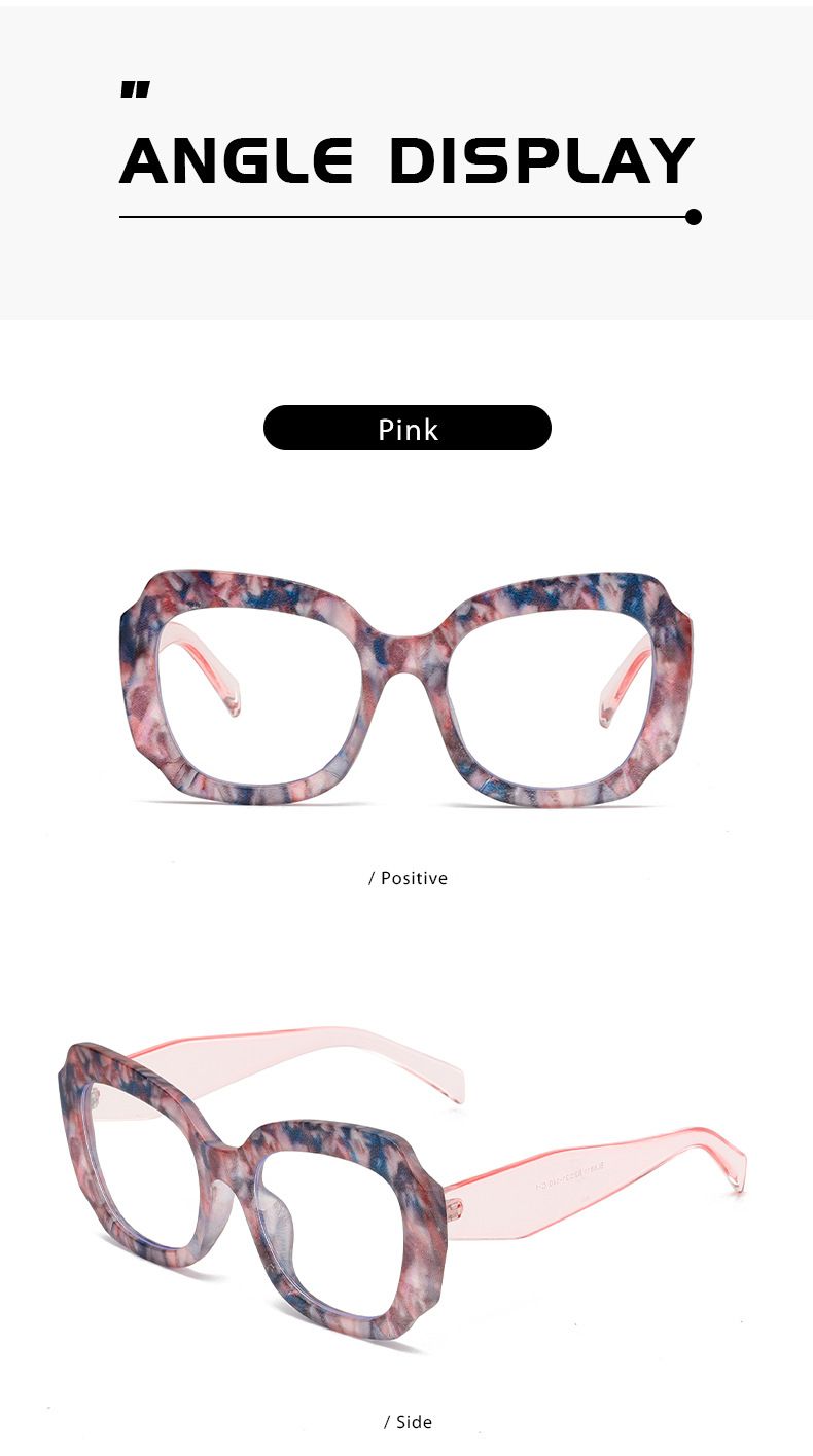 New Irregular Marble Pattern Anti-Blue Light Non-Prescription High-End Acetate Plain Glasses Frame_voghion.com