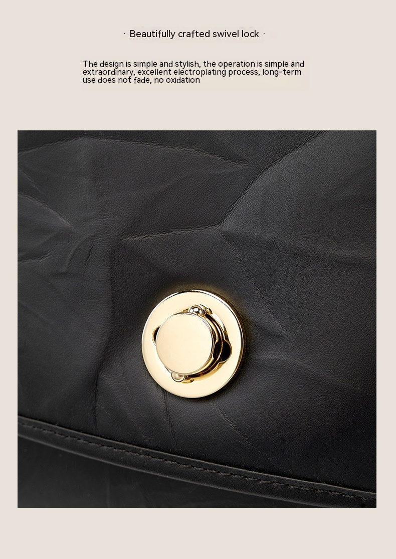 2023 New Hand Grab Pattern Cowhide Underarm for Women High Grade Pleated Black Tote Cross Shoulder Bag_voghion.com