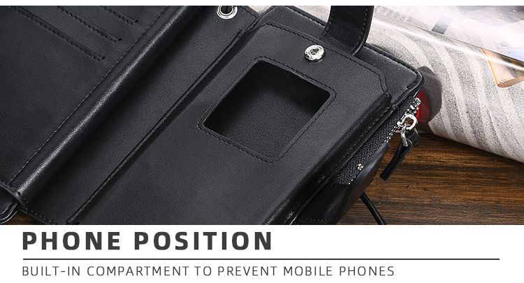 Portafoglio Baellerry da uomo, lungo, multifunzionale, borsa per cellulare, retrò, con cerniera, fibbia, all'ingrosso_voghion.com