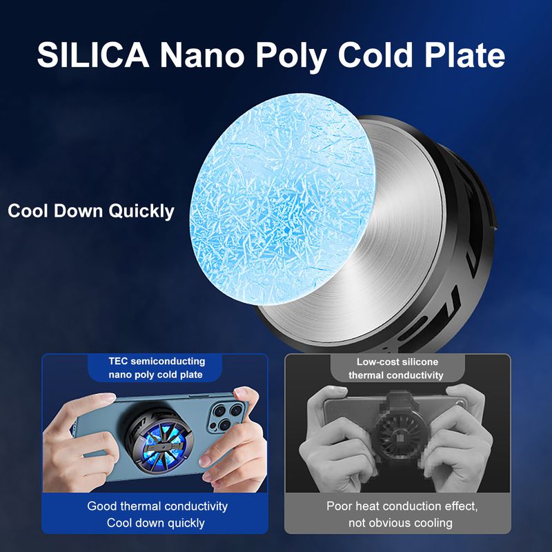 Kunjiuyou Phone Cooler Magnetic Semiconductor Refrigeration Universal Quick Cooling Mobile Phone Tablet Cooling Fan For Gaming-Black_voghion.com