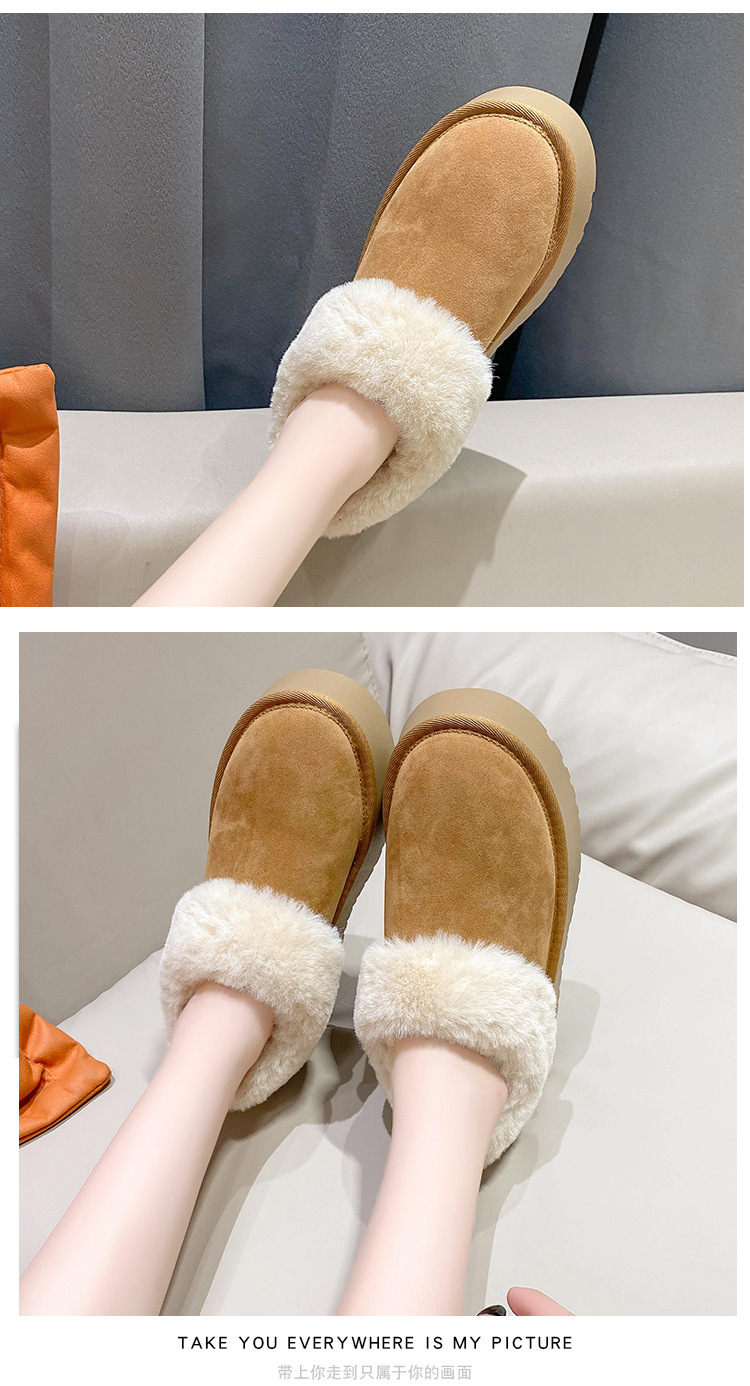 Snow boots women's 2023 autumn and winter new round toe plus velvet thick warm sponge cake thick bottom casual flat short cotton shoes_voghion.com