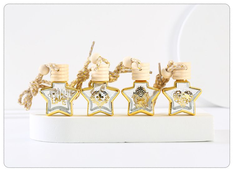 Accessori per profumi 10 ml bottiglia di profumo dorata montata su auto ciondolo in vetro bottiglia di profumo imballaggio cosmetici bottiglia di profumo bottiglia di imballaggio di profumo_voghion.com