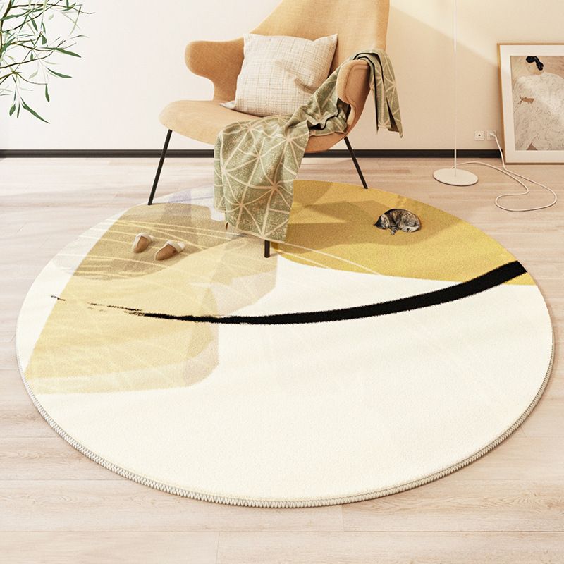 Runder Wohnzimmerteppich, Schlafzimmer, moderner Couchtischteppich, Schreibtischstuhl, Lammwolle, verdickt, rutschfest, Erkerfenster, Balkon_voghion.com