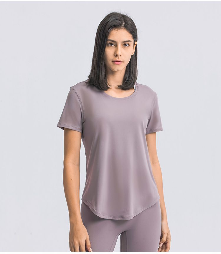 Tricou nou pentru alergare de vară pentru femei, top simplu și largi pentru yoga cu mâneci scurte, îmbrăcăminte sport ușoară și respirabilă pentru alergare și fitness_voghion.com
