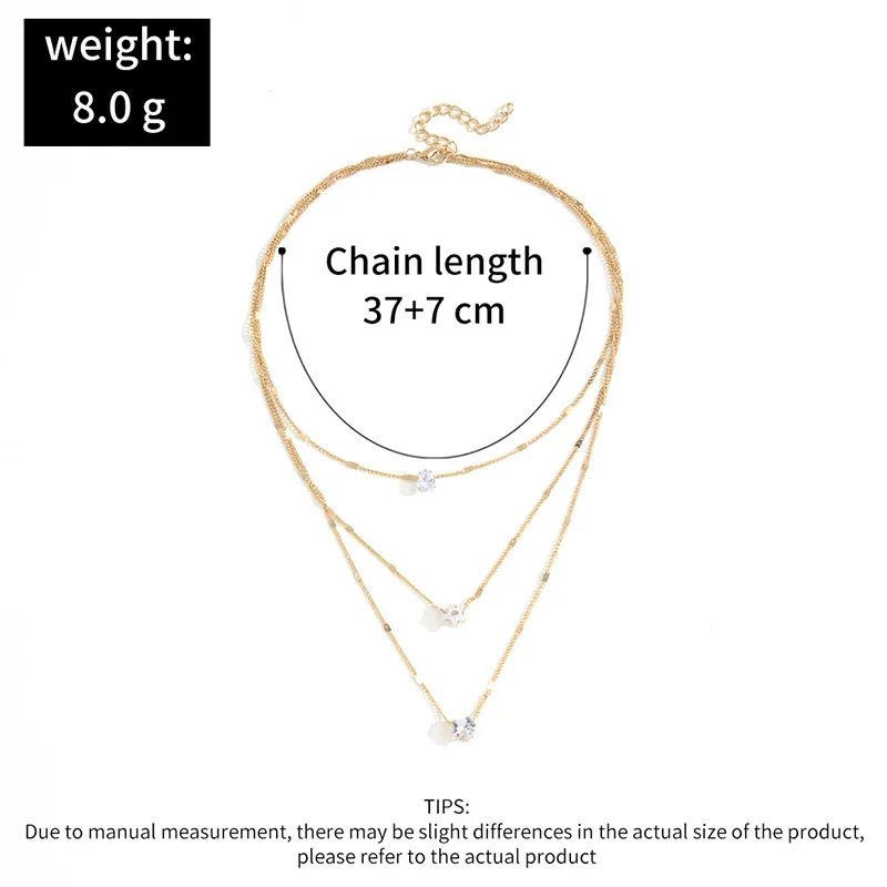 Women‘s Jewelry Multi Layer Five Pointed Star Heart Pear Zircon Pendant Necklace_voghion.com