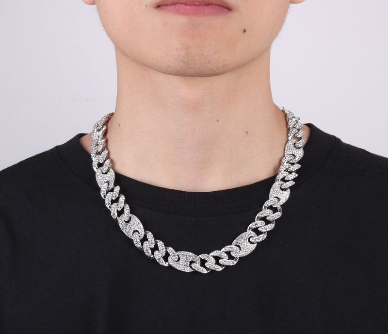 Bahar Küba zincir moda trendi tasarım hip hop kolye 15mm çinko alaşımlı yapay elmas kolye takı_voghion.com