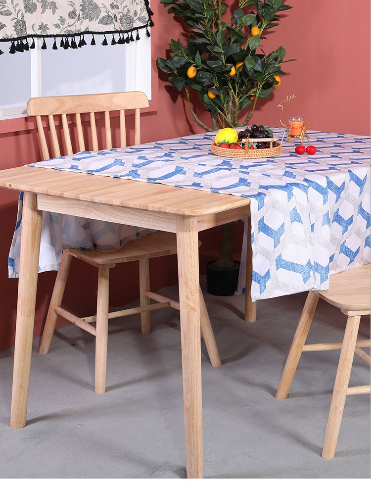 Nappe en polyester – Lavable et infroissable, carrée, pour tables basses et de salle à manger (motif géométrique hexagonal bleu, 100 % polyester)_voghion.com