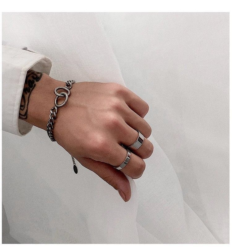 for Men And Women, Niche Design, Ins Style, Minimalist Titanium Steel Plain Band, Index Finger Tail Ring, Couple Rings_voghion.com