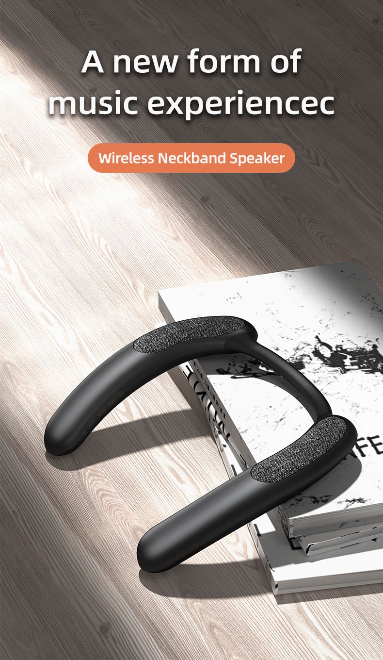 Rockmia EBS-910 Altoparlante portatile wireless Bluetooth Collo indossabile Scheda TF Lettore musicale stereo Microfono Bassi FreeHands_voghion.com