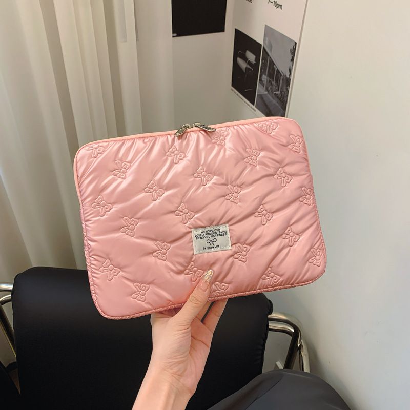 Korean Bowknot New Inner Tablet IPad Storage 13inch 14inch Soft Girl Universal Laptop Bag_voghion.com