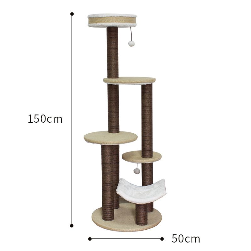 Casa de escalada con árbol integrado, marco extragrande, tabla rascadora de sisal, plataforma de salto para gatos, ahorra espacio, pulido de garras_voghion.com