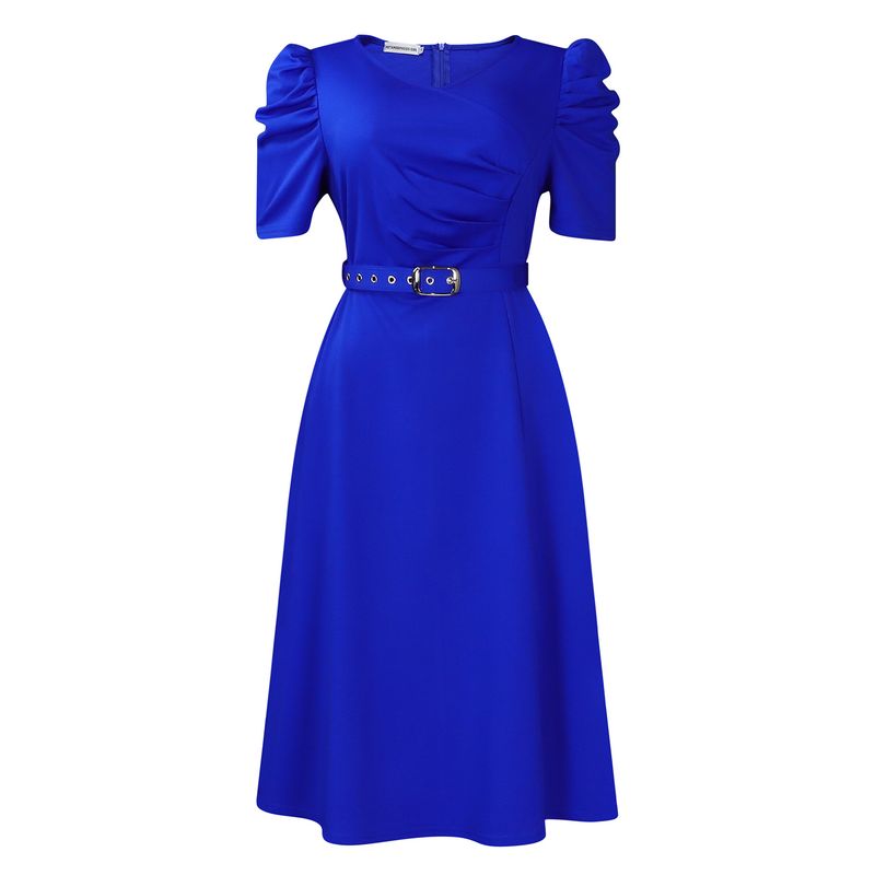 Gonna ampia a pieghe con scollo a V, elegante e alla moda, per abbigliamento femminile_voghion.com