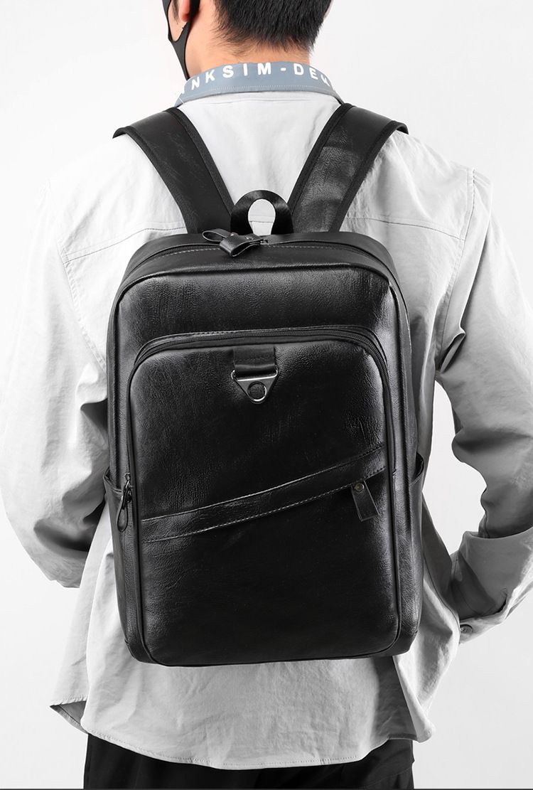 Men's Bags Backpack Men's Simple Casual Business Computer Bag Middle School Student High School College Student Schoolbag Boys PU Leather Backpack_voghion.com