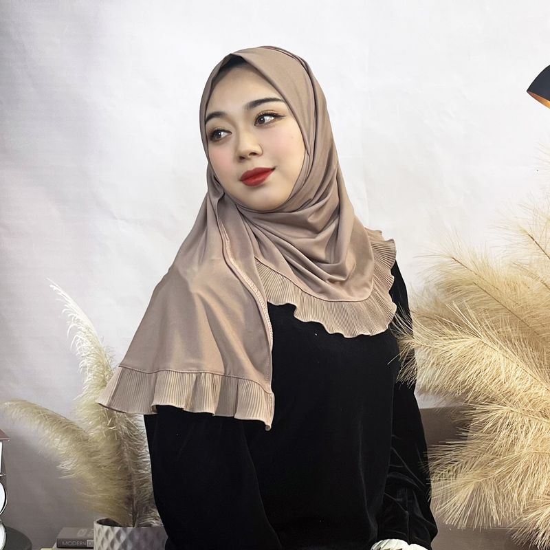 Naiste Hijab ühevärviline šifoonist pikk sall pullover ühekihiline volangiga naiste mähis mugav naiste sall_voghion.com