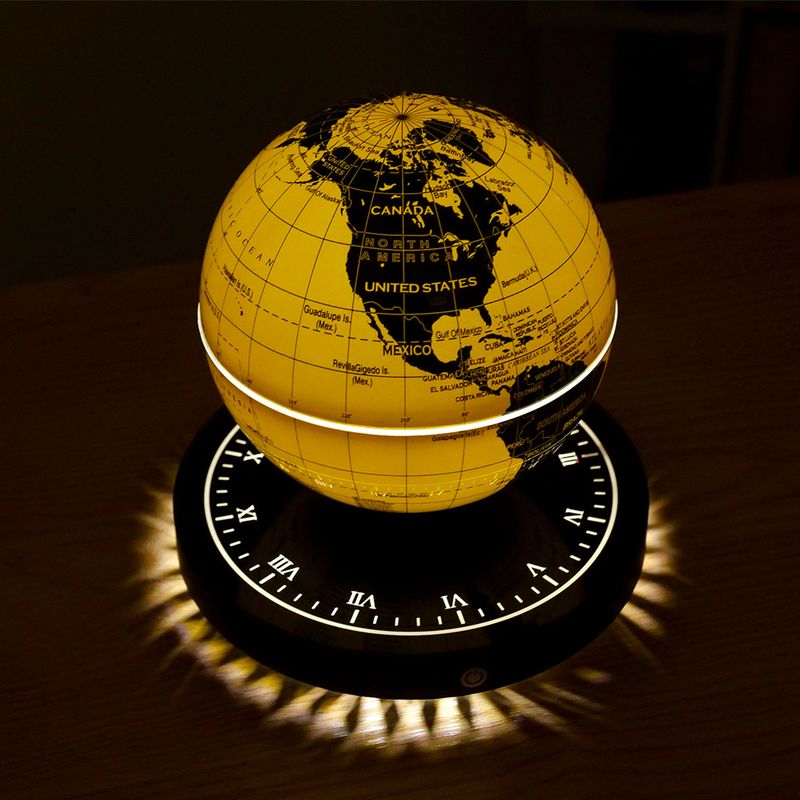 Glob de levitație magnetică, lumină de noapte rotativă 3D tridimensională, cadou pentru iubit, birou tehnologic negru_voghion.com