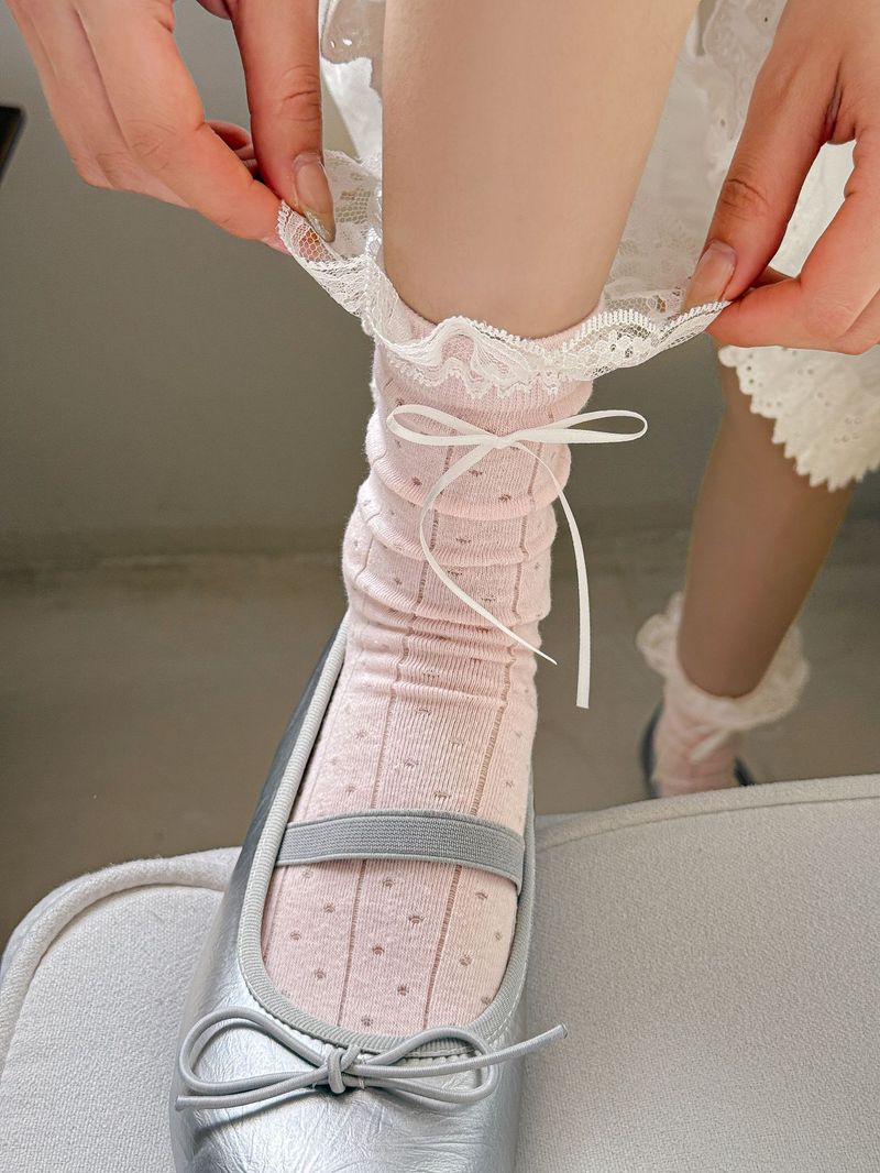 Ohne Knochen Süße Wind Spitze Bogen Weibliche Mittleren Koreanischen Ausgabe Nette Zubehör Stapeln Socken_voghion.com