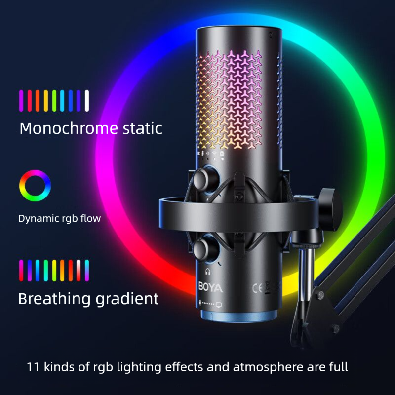 BOYA K5 Dual-Mode Microphone Compuer USB Deskop Gaming Live Sreaming Professional Sudio Sound Qualiy Lighing_voghion.com