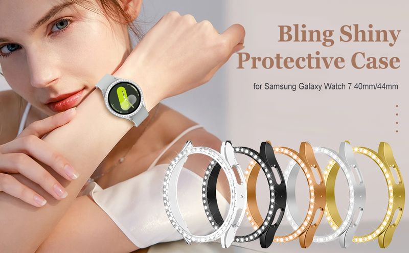 Bling ovitek za Samsung Galaxy Watch 4 5 6 7 40 mm 44 mm zaščitni ovitek sijoč diamantno trd obrazni odbijač brez steklenih dodatkov_voghion.com
