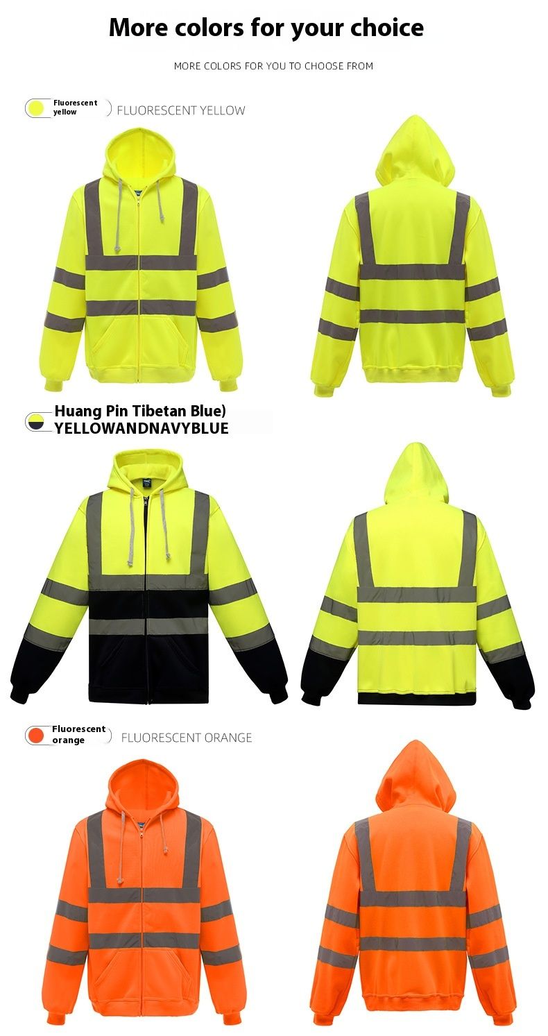 Reflektéierend fir Wantersport Vëlosport, Waarm Fluoreszent Jackett, Nuecht Héichhellegkeet Faarfblock Hoodie, Reflektéierend_voghion.com