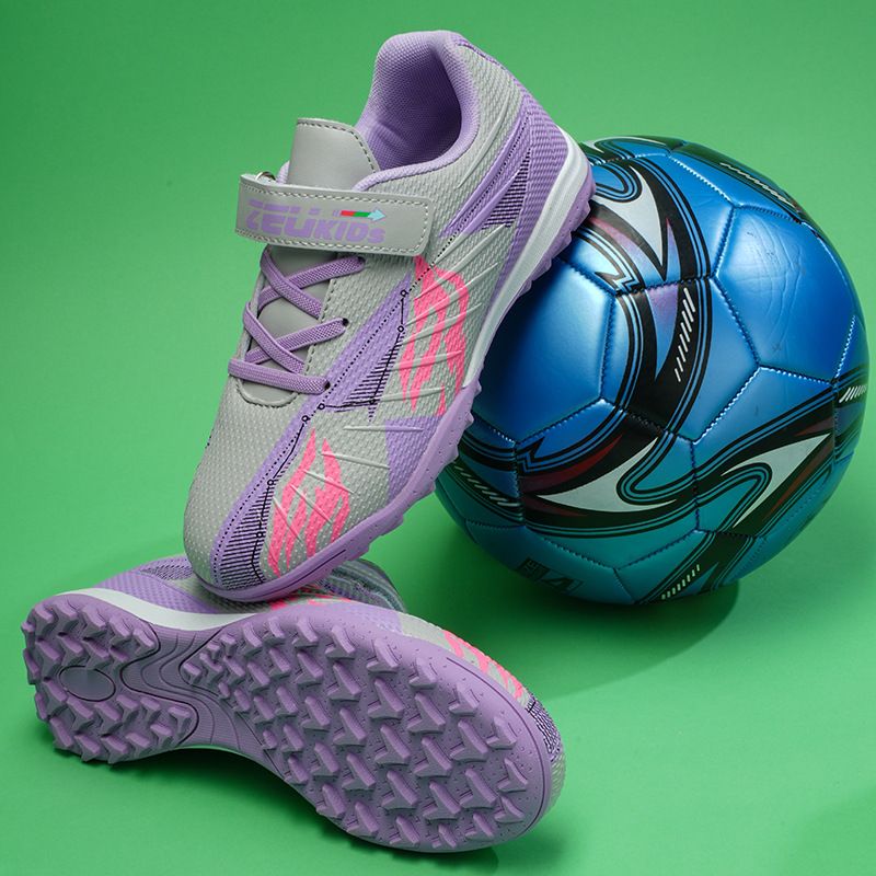 Scarpe da calcio del marchio Zhenzu, scarpe da calcio per bambini senza lacci, suola in gomma TF, scarpe da allenamento in erba sintetica per la scuola primaria_voghion.com