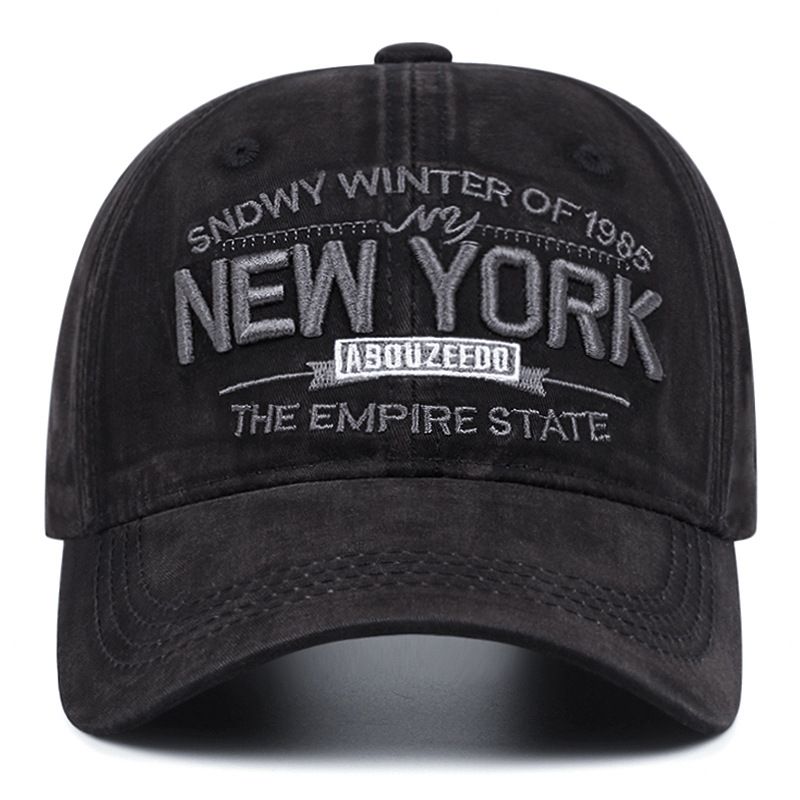 Nuovo cappello con ricamo a lettera New York, cappello da baseball retrò lavato, vecchio, versatile, produttore all'ingrosso_voghion.com