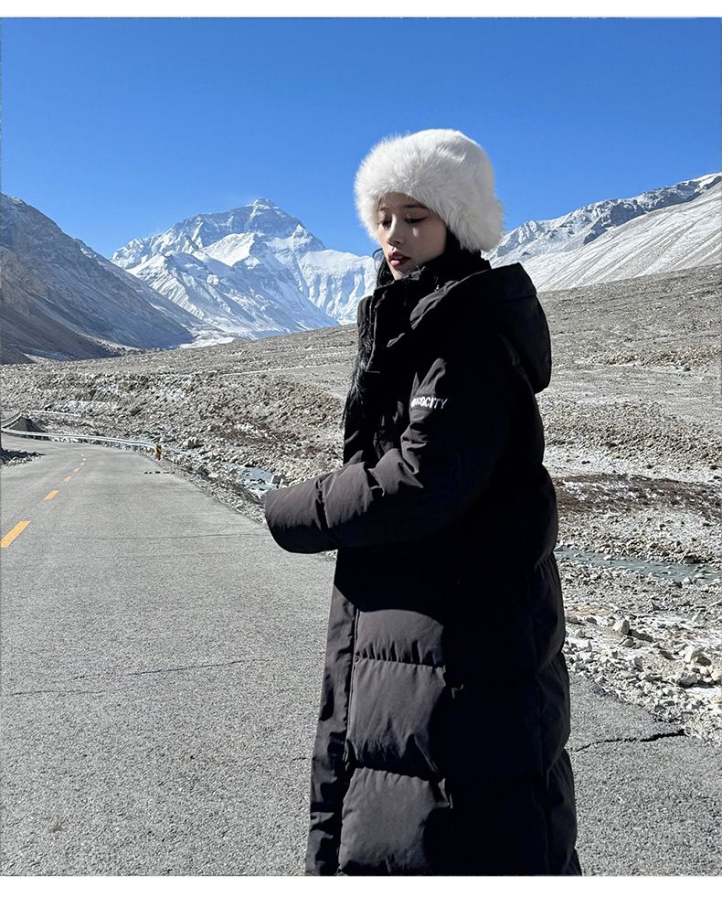 Giacca in cotone con cappuccio spessa e larga da donna in stile coreano, stile lungo, 2024_voghion.com