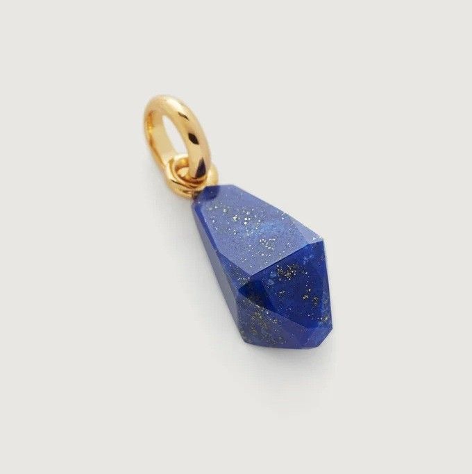 Titanium Steel Niche Natural Stone Lapis Lazuli Heavy Craft Necklace Pendant DIY High Color Retention Gold Plating_voghion.com