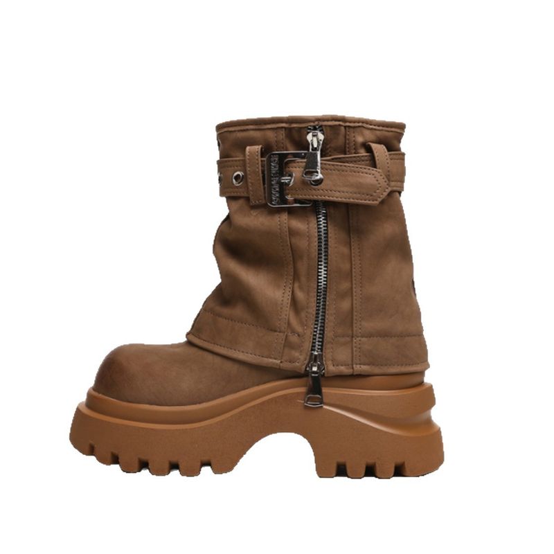 【Heel Height 8cm】~ Martin For Women 25 Winter New Soft Leather Thick Sole Work Short Spring Autumn Single Boots_voghion.com