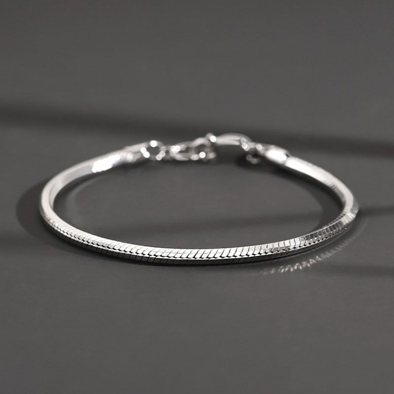 Bracciale ottagonale in argento puro con osso di serpente per uomo, semplice, elegante, stile punk, con catena rotonda._voghion.com