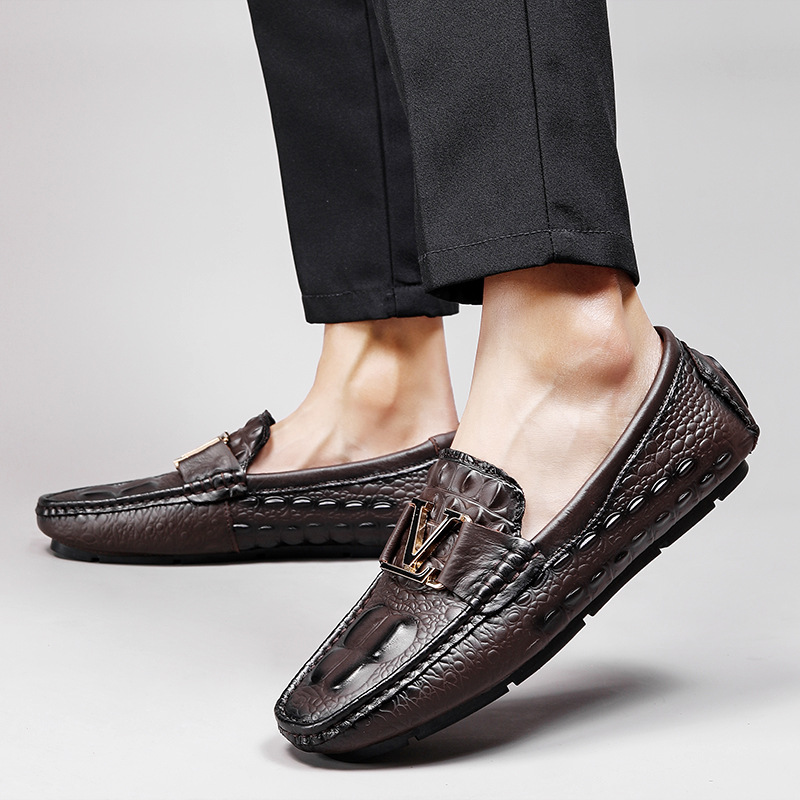 Übergroße britische Freizeitschuhe mit Krokodilmuster und Oberschicht, Herrenschuhe aus echtem Rindsleder_voghion.com