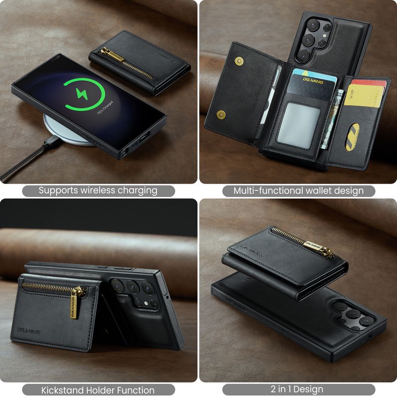 Custodia protettiva in pelle con portafoglio multi-carta antifurto con spazzola M5 per Samsung S23 Ultra._voghion.com