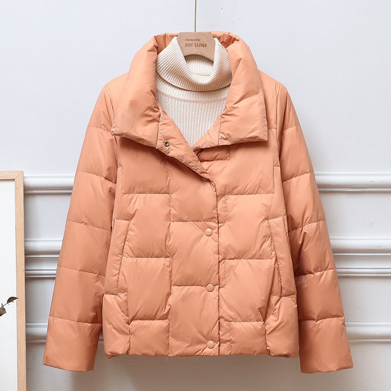 Nuova giacca leggera alla moda autunno/inverno per le donne, giacca corta a trapezio, cappotto in piuma d'anatra bianca_voghion.com