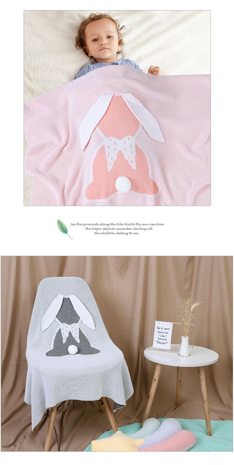 Mother&Kids Rabbit ear blanket Three-dimensional rabbit blanket baby knit cover blanket_voghion.com