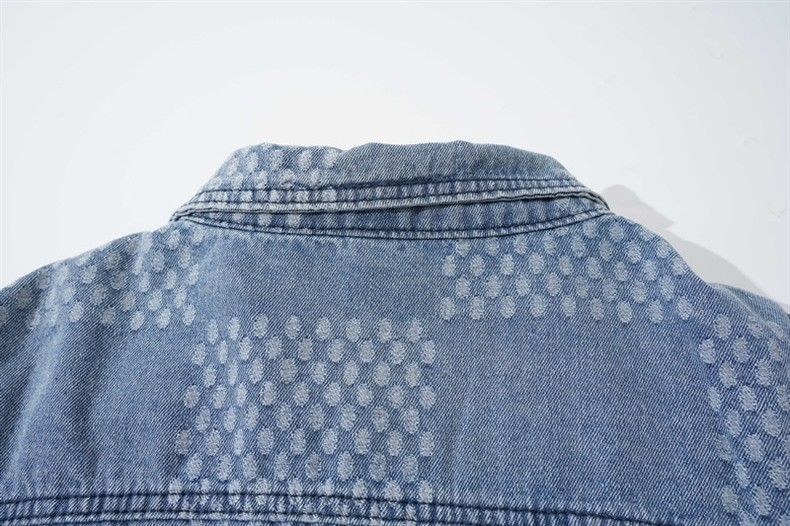 Unisex Jeansjacke – Oversized Streetwear Mantel mit Used-Details (Schwarz/Blau)_voghion.com