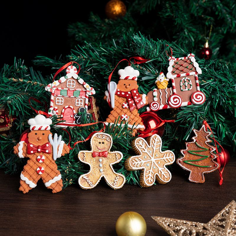Gingerbread Man Christmas Pendant Home Room Hanging Ornament With Santa Claus_voghion.com