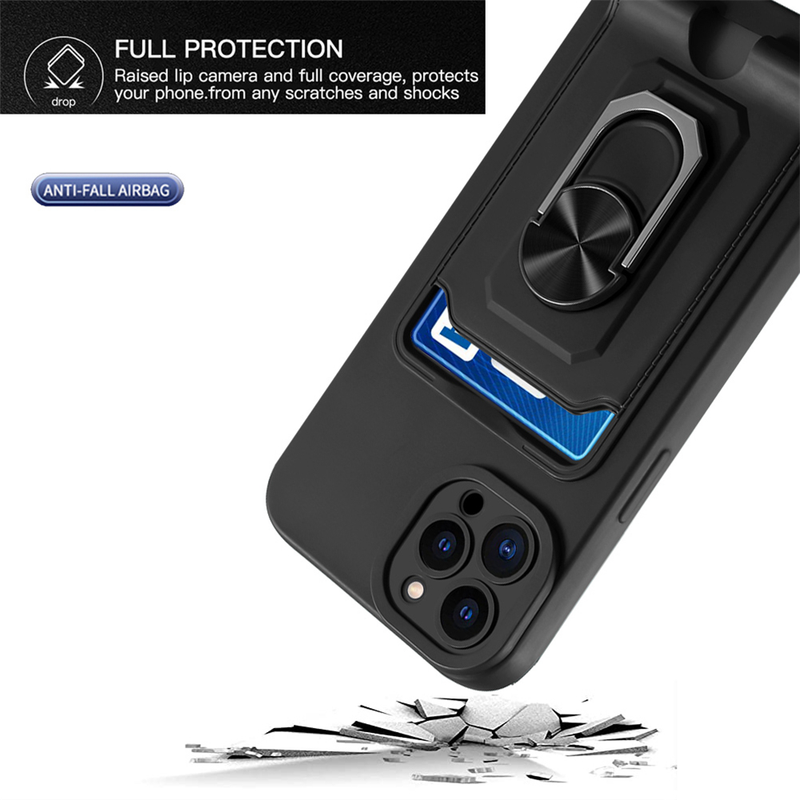 Necklace Lanyard Strap Magnetic Ring Holder Case For iPhone 14 11 12 13 Pro Max XS X XR 7 8 Plus SE Silicone Wallet Card Cover_voghion.com