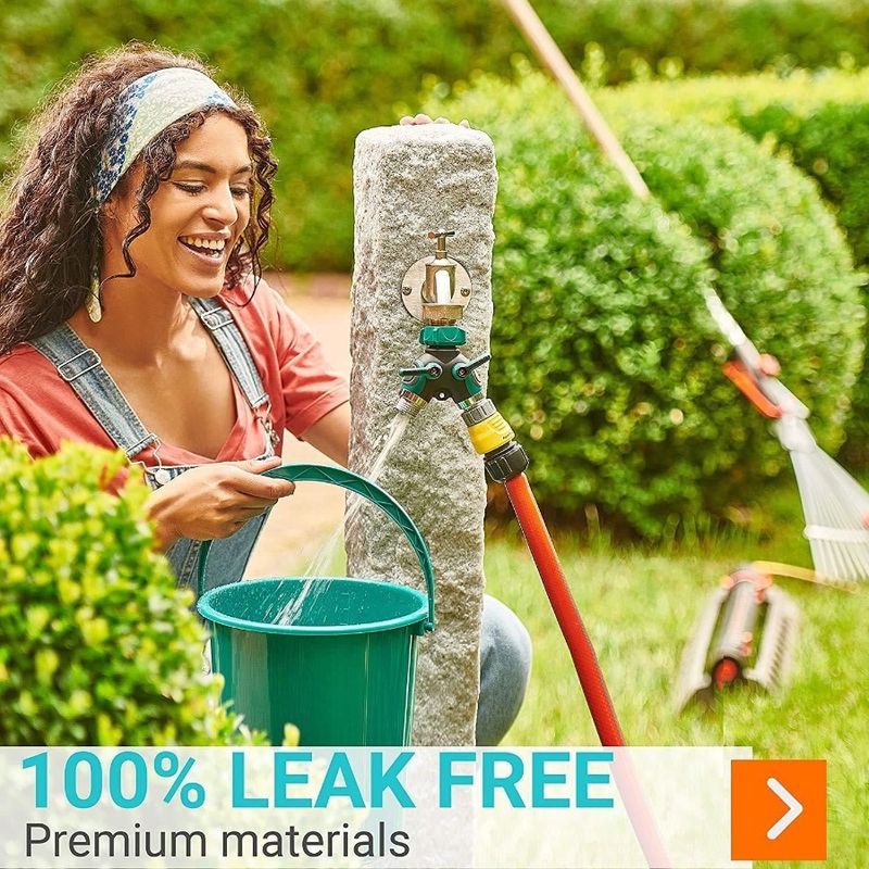Tubo flessibile 2 con connettore in gomma a Y in metallo, divisore per rubinetto, divisore a 2 vie, corpo divisore per tubo da giardino, impugnatura comoda per l'acqua_voghion.com