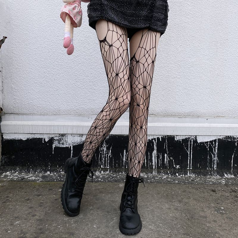 Netzstrümpfe mit Strumpfhaltern, schwarze Seide, für den Sommer, dünn, im japanischen Stil, lange Röhre, Overknee-Strümpfe für Damen_voghion.com