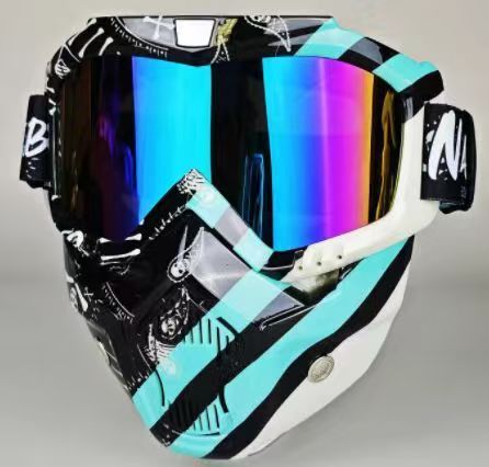 Harley Riding Water Transfer Pattern Halloween Skull Mask Detachable Windproof Sand Helmet_voghion.com