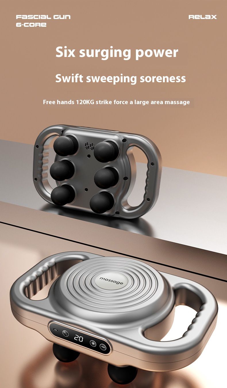 Rechargeable fascia gun Pro grade low back powerful vibration muscle relaxation massager six-head fascia gun_voghion.com