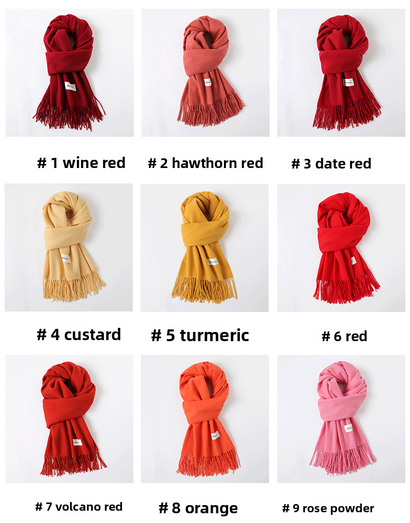 Sjaal voor dames, eenvoudige effen sjaal met kwastjes, warme imitatie kasjmier sjaal voor herfst en winter, veelzijdige casual_voghion.com