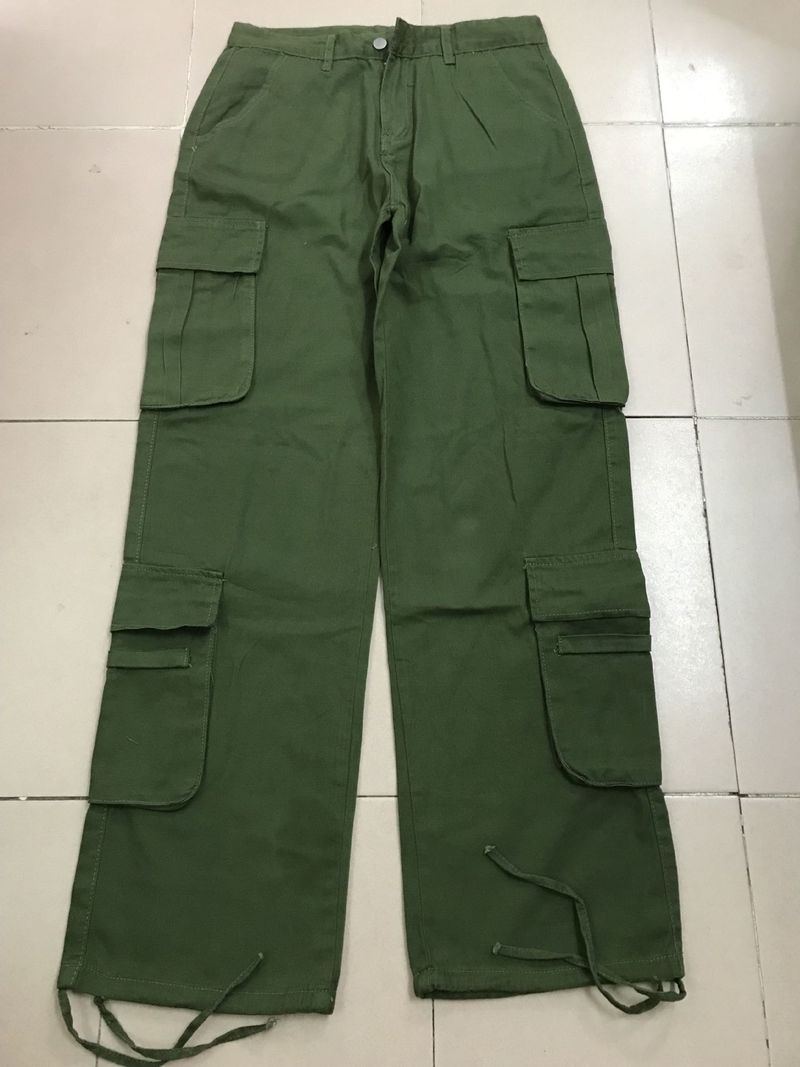 Kvinners street hip hop-stil, lav midje multi-lomme cargo fritidsbukser med flere lommer_voghion.com
