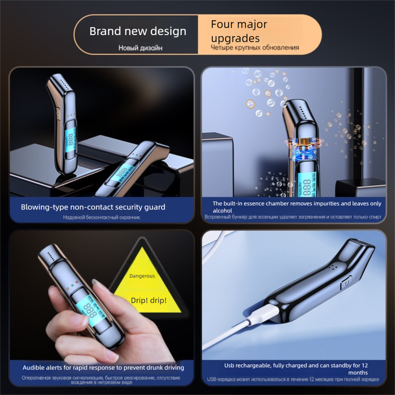 Portable Alcohol Breath Tester, Household High-Precision Alcohol Detector For Driving Safety_voghion.com