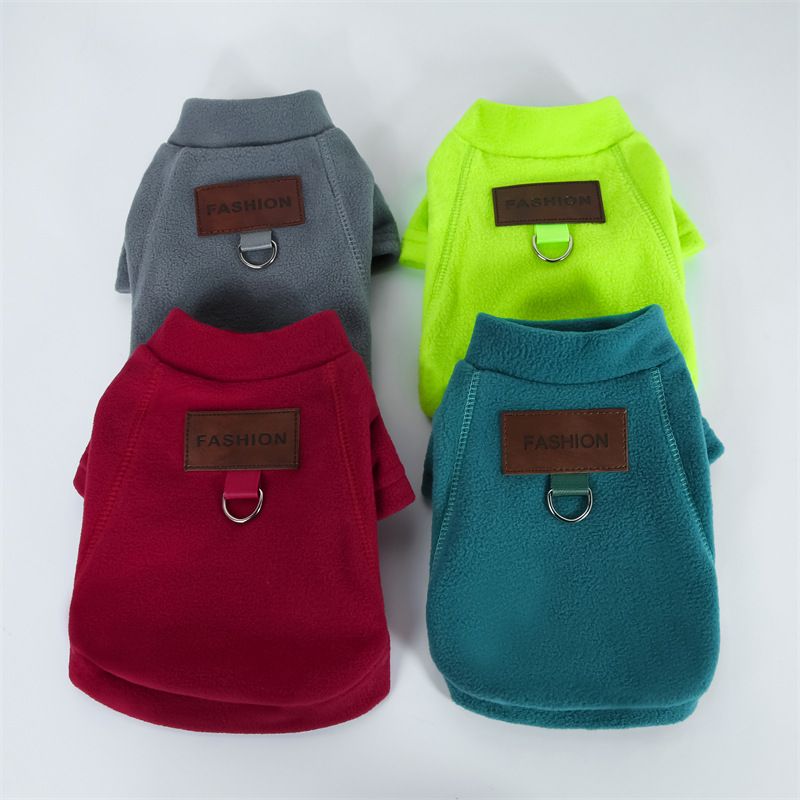 Neujahr Haustier Hund Katze Herbst Winter Kleidung Fleece gefüttert Basis Shirt tragbar Leashable Bichon Französisch Bulldog Pullover_voghion.com