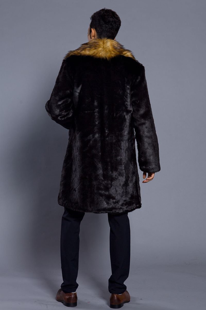 Men's Clothing Autumn and Winter New Fur Men's Jacket Fox Fur Collar Mid Length Coat Fashionable Casual Thick Warm_voghion.com